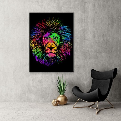 Rainbow Lion Painting (24"W x 16"H x 1.5"D)