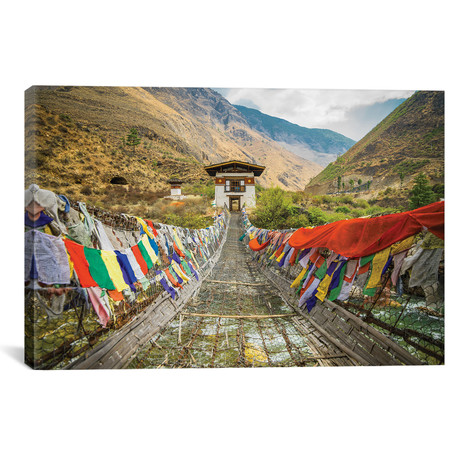Bhutan Iron Bridge And Prayer Flags // Mark Paulda (26"W x 18"H x 1.5"D)