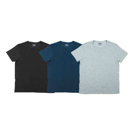 Short-Sleeve Shirt // Pack of 3 // Dark Gray + Dark Blue + Heather White (S)