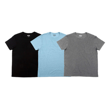 Short-Sleeve Shirt // Pack of 3 // Black + Blue + Gray (S)