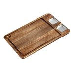 Steak Eating Board w/ Stainless Steel Saucers