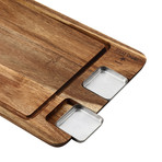 Steak Eating Board w/ Stainless Steel Saucers