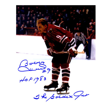 Bobby Hull // Chicago Blackhawks // Signed Photo // 11X14 // "HOF 1983, The Golden Jet" Inscription
