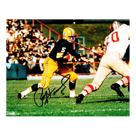 Paul Hornung // Green Bay Packers // Signed Running With Ball Photo // 8X10