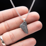 Genuine Natural Seymchan Meteorite Pendant + 18" Sterling Silver Chain // V7