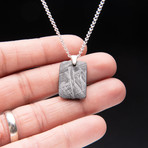 Genuine Natural Seymchan Meteorite Pendant + 18" Sterling Silver Chain // V4