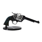 Revolver Clock: The Bang // Black PVD Brushed + Forged Carbon + Blue Grip