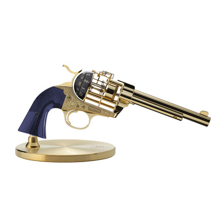 Revolver Clock: The Bang // Gold Plated + Polished Blue Aventurine Grip