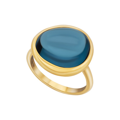 Belles Rives 18k Yellow Gold + London Blue Topaz Ring // New (Ring Size: 3.75)