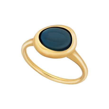 Belle Rives 18k Yellow Gold + London Blue Topaz Ring // Ring Size: 4.25 // New