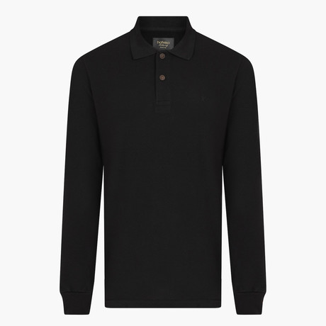 Long Sleeve Polo Neck T-Shirt // Black (Medium)