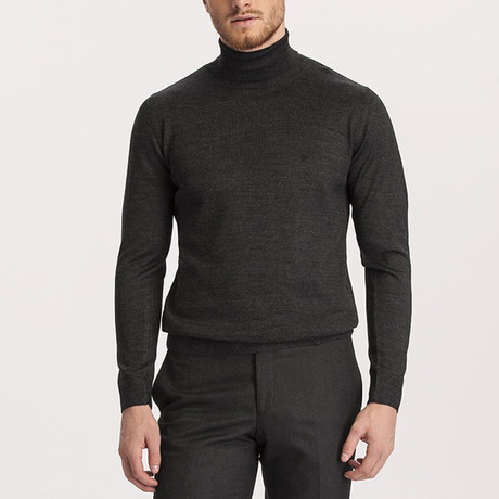 Slim Fit Woolly Full Turtleneck Sweater // Anthracite (Small)