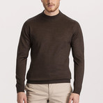 Slim Fit Woolly Half Turtleneck Sweater // Brown (Small)