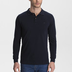 Long Sleeve Polo Neck T-Shirt // Navy Blue (Medium)