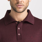 Classic Cut Wool Polo Neck Knitwear // Burgundy (Small)