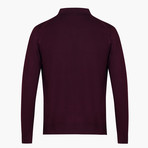 Classic Cut Wool Polo Neck Knitwear // Burgundy (Small)