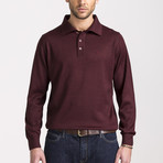 Classic Cut Wool Polo Neck Knitwear // Burgundy (Small)