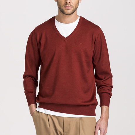 Classic Cut Wool V-Neck Sweater // Tile (Small)