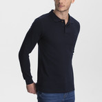 Long Sleeve Polo Neck T-Shirt // Navy Blue (Medium)