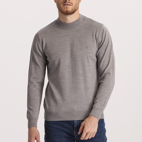 Slim Fit Woolly Half Turtleneck Sweater // Light Gray (Small)