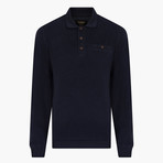 Thessaloniki Knitted Polo Neck Sweatshirt // Navy Blue (Medium)