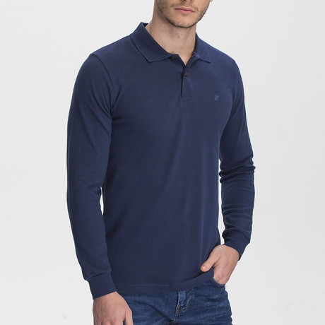 Long Sleeve Polo Neck T-Shirt // Indigo (Medium)