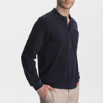 Thessaloniki Knitted Polo Neck Sweatshirt // Navy Blue (Medium)