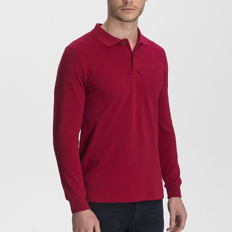 Long Sleeve Polo Neck T-Shirt // Red (Medium)