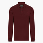 Long Sleeve Polo Neck T-Shirt // Plus Size // Burgundy (3X-Large)