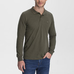 Long Sleeve Polo Neck T-Shirt // Plus Size // Olive Green (3X-Large)