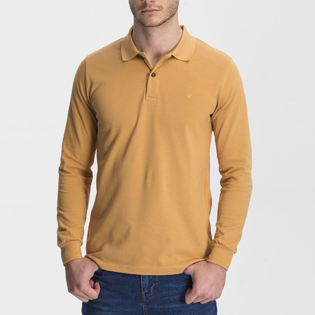 Long Sleeve Polo Neck T-Shirt // Mustard (Medium)