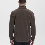 Long Zipper Fleece Jacket // Brown (Medium)