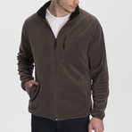 Long Zipper Fleece Jacket // Brown (Medium)