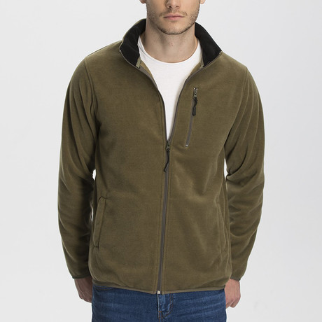 Long Zipper Fleece Jacket // Green (Medium)