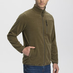 Long Zipper Fleece Jacket // Green (Medium)