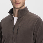 Long Zipper Fleece Jacket // Brown (Medium)