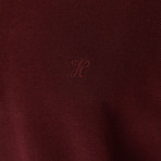 Long Sleeve Polo Neck T-Shirt // Plus Size // Burgundy (3X-Large)