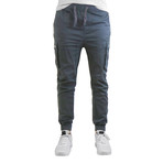 Cotton Blend Twill Cargo Joggers // Charcoal (L)