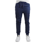 Cotton Blend Twill Cargo Joggers // Navy (M)
