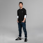 Cut + Sew Long-Sleeve Crew // Black + White (M)