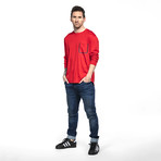 Bonded Pocket Long-Sleeve Crew // Red (M)