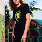 Reflective Lions Head T-Shirt // Black + Neon (L)