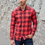 Woven Plaid Shirt // Red + Black (S)