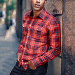 Woven Plaid Shirt // Red + Black (S)