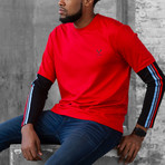 Cut + Sew Long-Sleeve Crew // Red + Black (M)