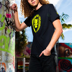Reflective Lions Head T-Shirt // Black + Neon (L)