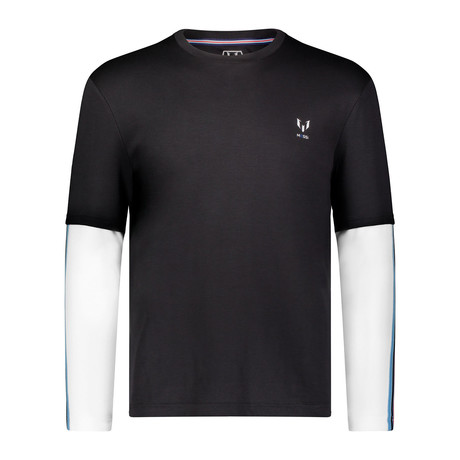 Cut + Sew Long-Sleeve Crew // Black + White (S)