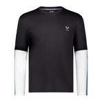 Cut + Sew Long-Sleeve Crew // Black + White (M)