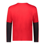 Cut + Sew Long-Sleeve Crew // Red + Black (M)