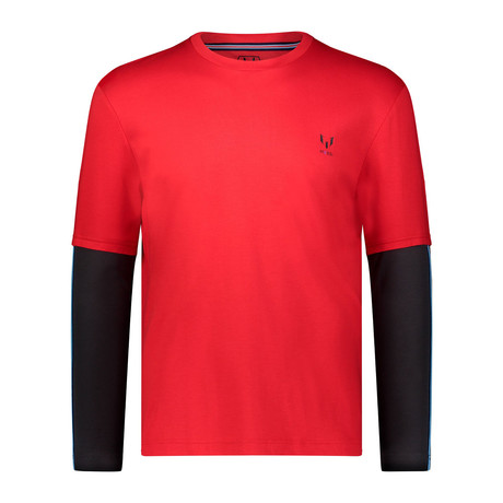 Cut + Sew Long-Sleeve Crew // Red + Black (S)